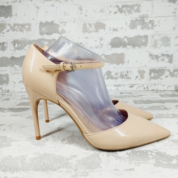 New Calvin Klein Dressa Beige Faux Patent Leather High Heel Pumps K598 - Picture 6 of 12